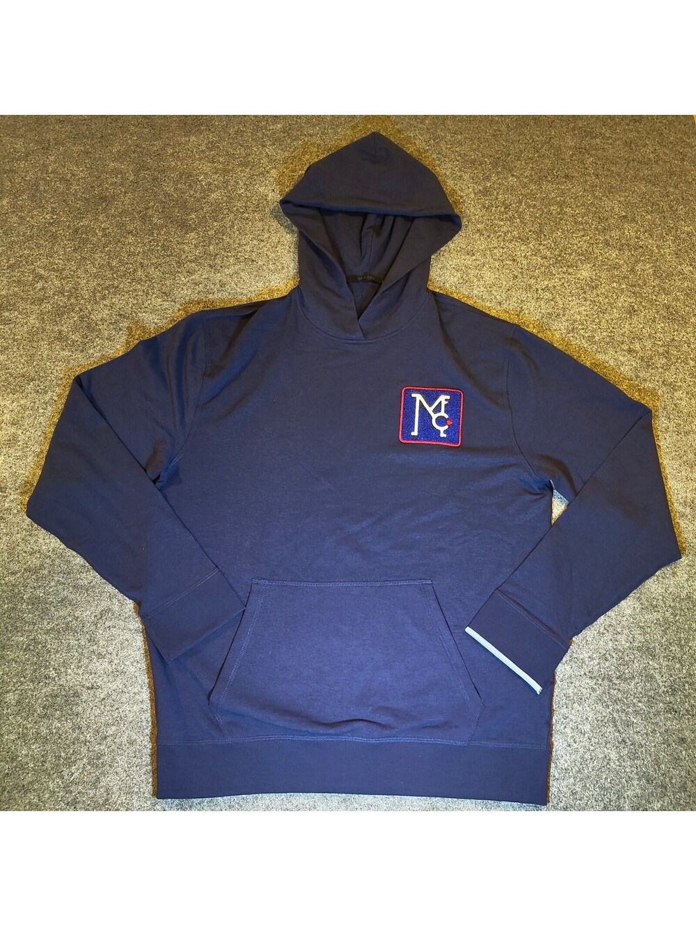 Greyson Navy Hoodie Men’s Medium – Athletic Logo Patch – Pima Cotton Blend